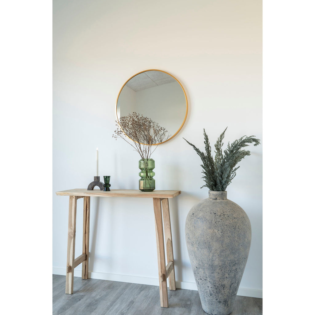 Madrid Mirror - Mirror with brass look frame Ø60 cm